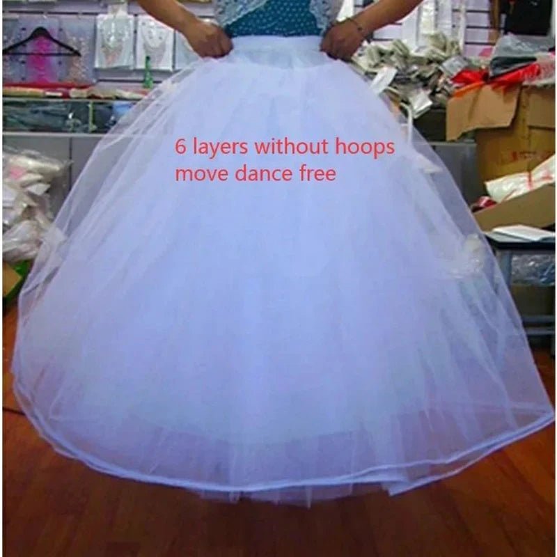4/6/8 Layers Tulle Petticoat Wedding Accessories Chemise Without Hoops For A Line Wedding Dress Wide Puffy Underskirt - PrimeNest