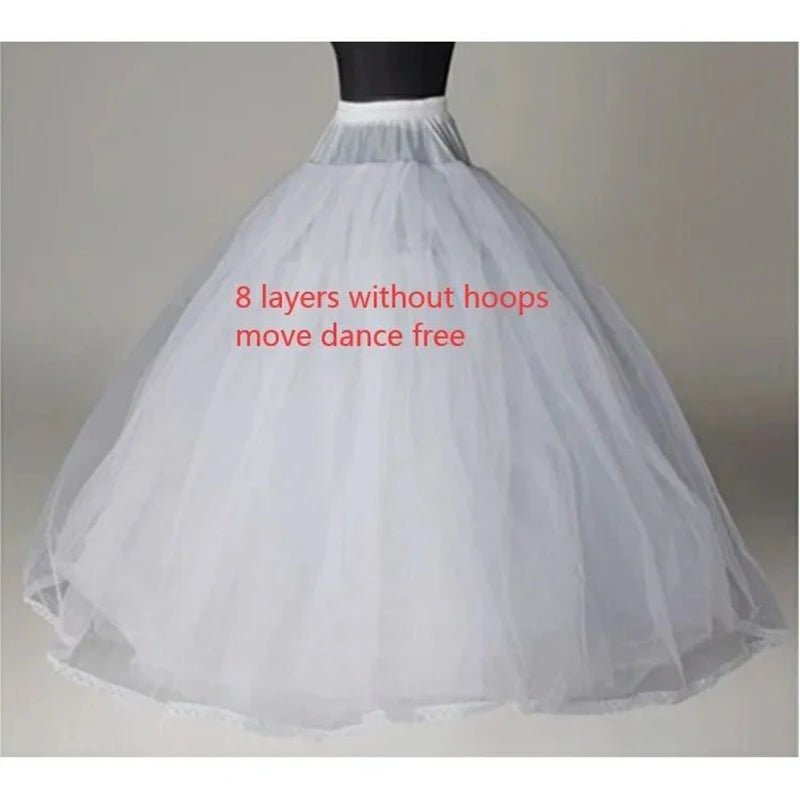4/6/8 Layers Tulle Petticoat Wedding Accessories Chemise Without Hoops For A Line Wedding Dress Wide Puffy Underskirt - PrimeNest