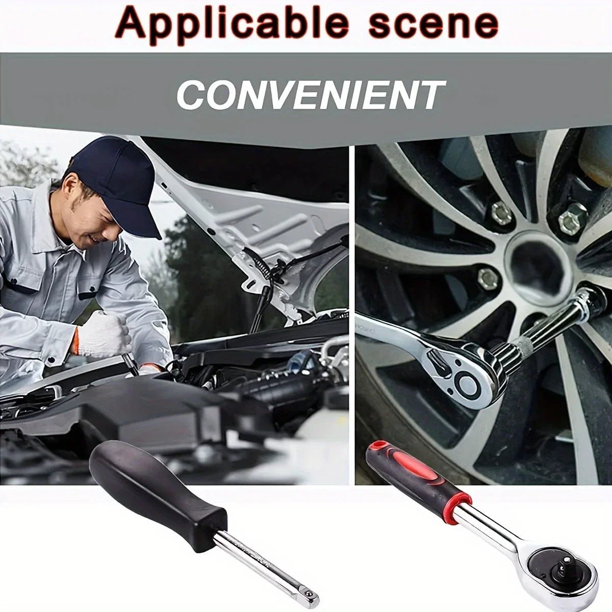 46Pcs Family Tools 1/4 Set Mechanic Tool Kits for Auto Repair Hous with Sockets Metric Hex Bit Socket Set inch Ratchet Wrench - PrimeNest