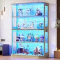 47.2 Glass-Door 4-Tier Display Cabinet with LED Lights, Touch-Open Doors, and Human Body Sensor for Collectibles and Artwork - PrimeNest