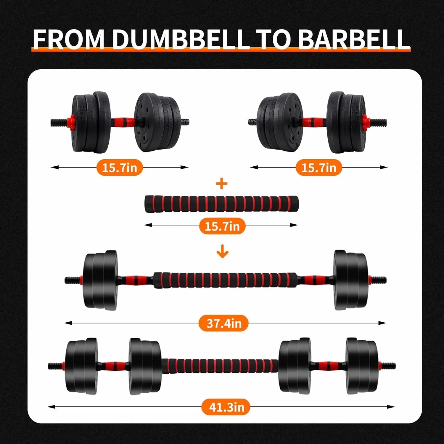 5-44lbs Adjustable Dumbbell to Barbell Set, Anti-Slip Grip, Versatile Home Gym Fitness Strength Training Barbell Weight Plates - PrimeNest
