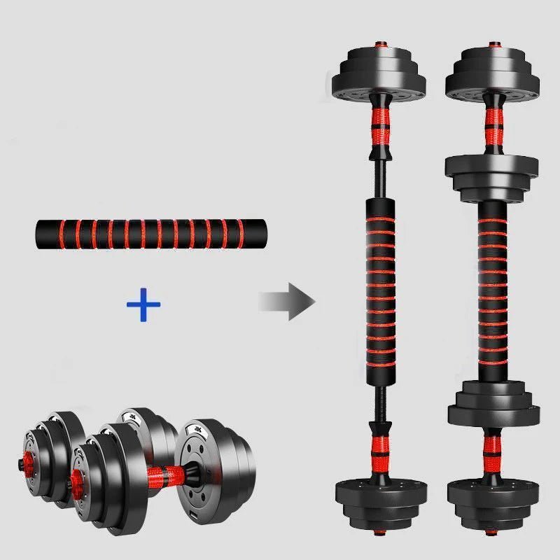 5-44lbs Adjustable Dumbbell to Barbell Set, Anti-Slip Grip, Versatile Home Gym Fitness Strength Training Barbell Weight Plates - PrimeNest