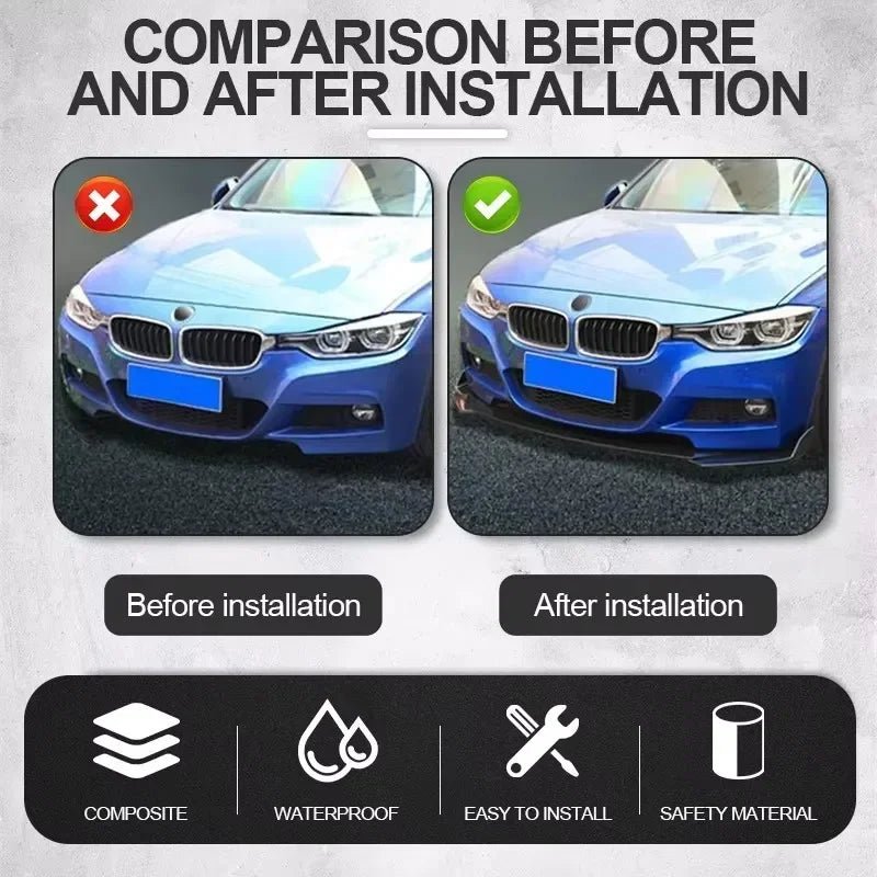 5 Pieces Universal Car Front Bumper Lip Body Kit Spoiler Splitter ABS Bumper Canard Lip Splitter Universal Car Accessories - PrimeNest