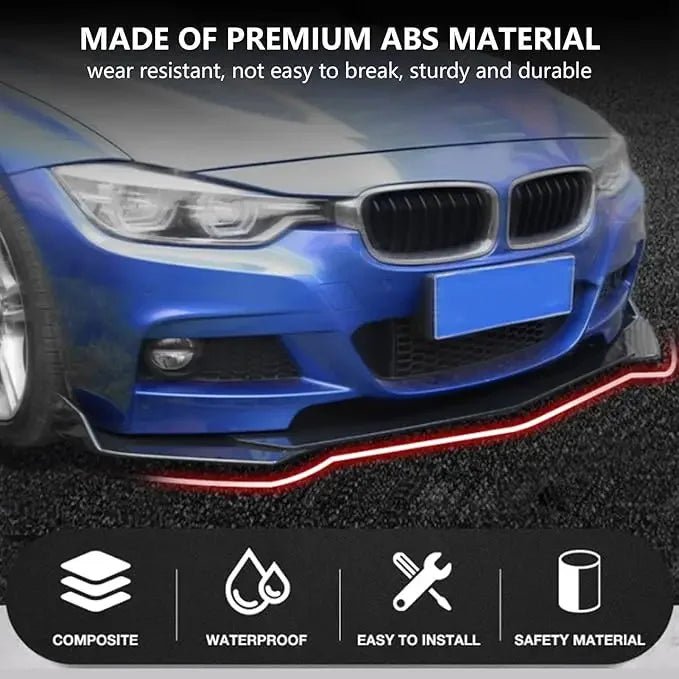5 Pieces Universal Car Front Bumper Lip Body Kit Spoiler Splitter ABS Bumper Canard Lip Splitter Universal Car Accessories - PrimeNest
