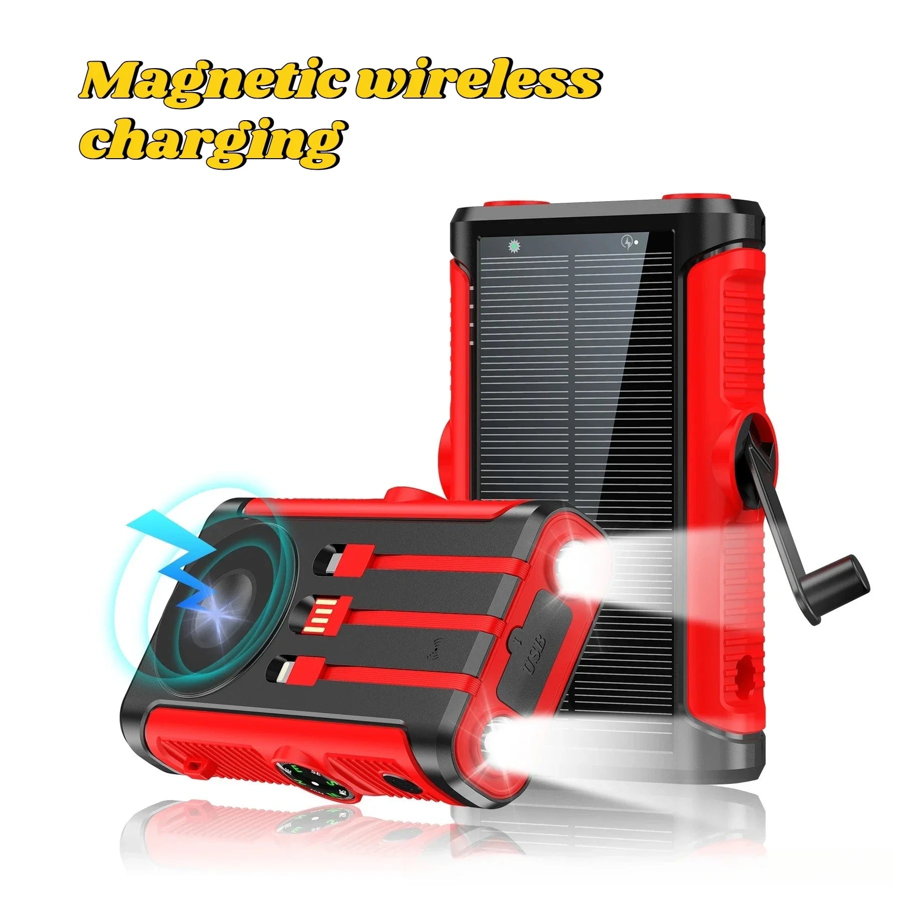 50000mAh Solar Power Bank 22.5W Magnetic Wireless Charging Camping Powerbank with Cables External Battery for IPhone Magsafe - PrimeNest