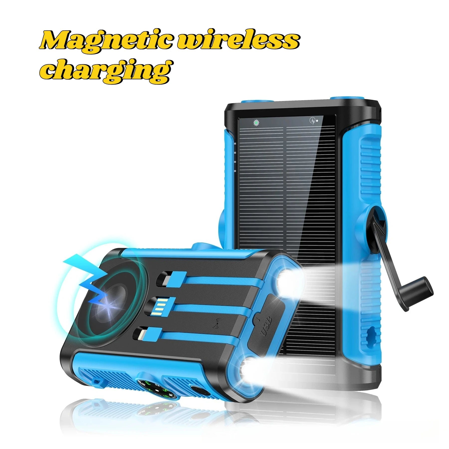 50000mAh Solar Power Bank 22.5W Magnetic Wireless Charging Camping Powerbank with Cables External Battery for IPhone Magsafe - PrimeNest
