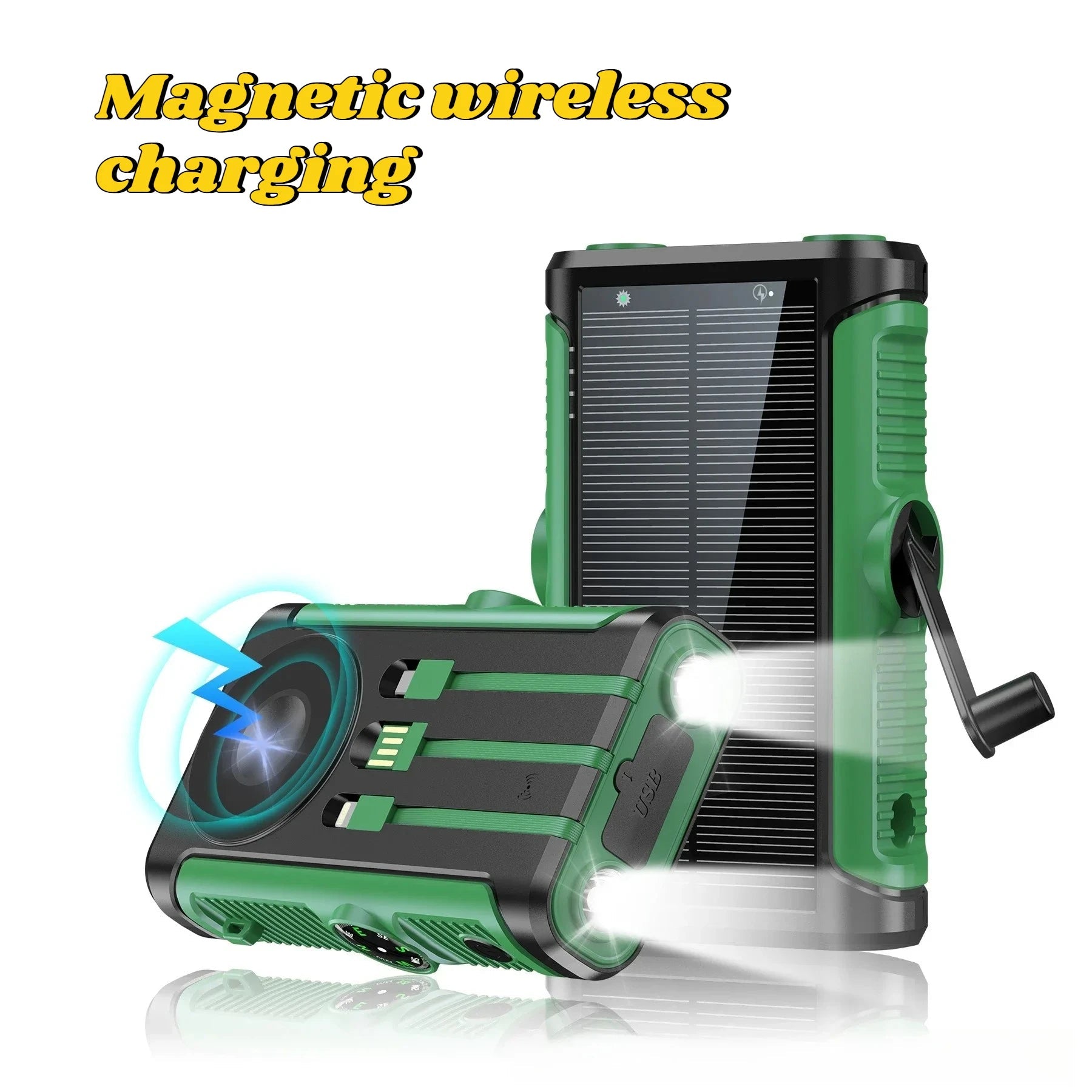 50000mAh Solar Power Bank 22.5W Magnetic Wireless Charging Camping Powerbank with Cables External Battery for IPhone Magsafe - PrimeNest