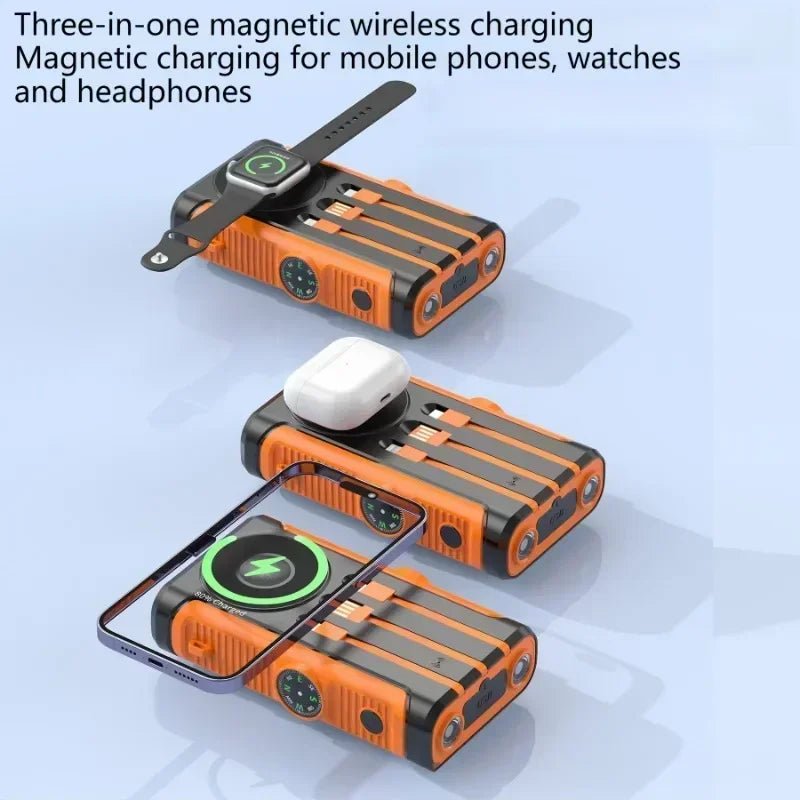 50000mAh Solar Power Bank 22.5W Magnetic Wireless Charging Camping Powerbank with Cables External Battery for IPhone Magsafe - PrimeNest