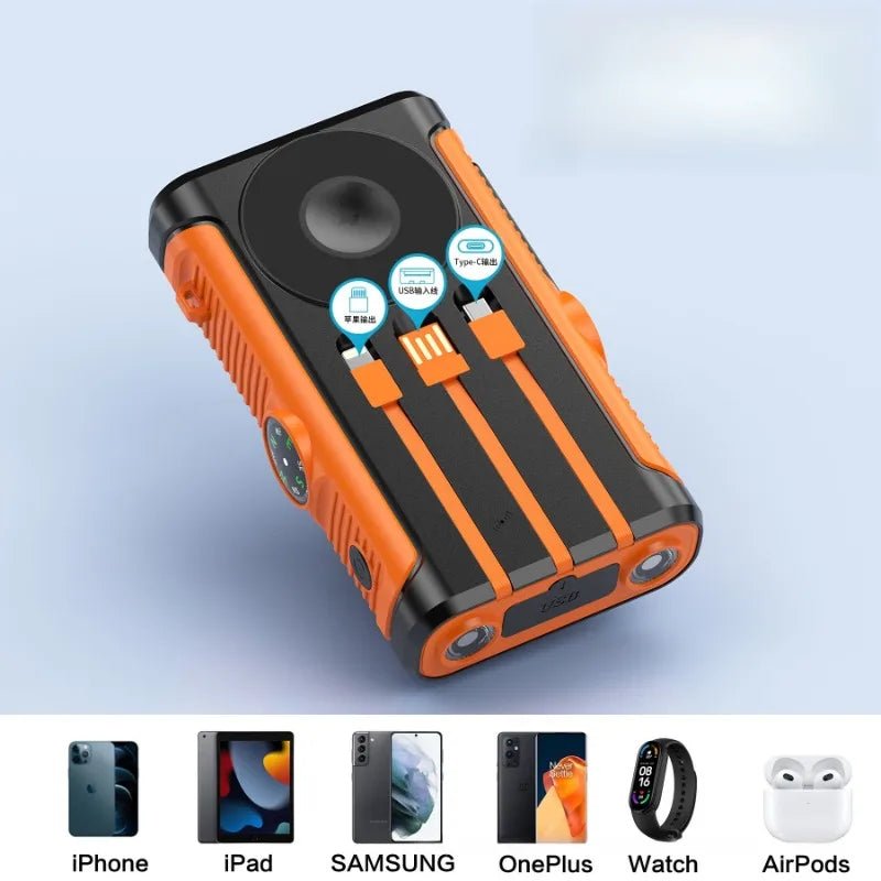 50000mAh Solar Power Bank 22.5W Magnetic Wireless Charging Camping Powerbank with Cables External Battery for IPhone Magsafe - PrimeNest