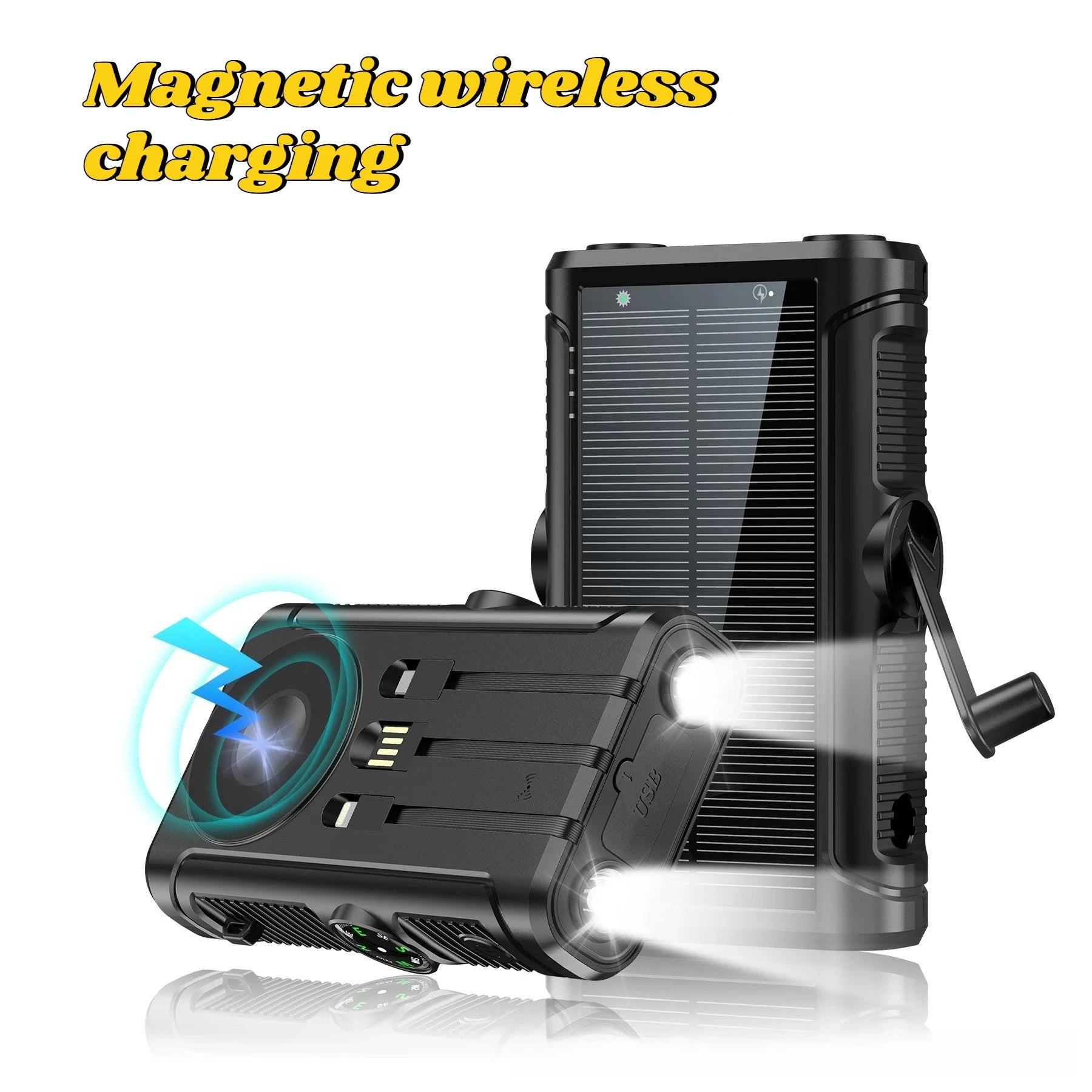 50000mAh Solar Power Bank 22.5W Magnetic Wireless Charging Camping Powerbank with Cables External Battery for IPhone Magsafe - PrimeNest