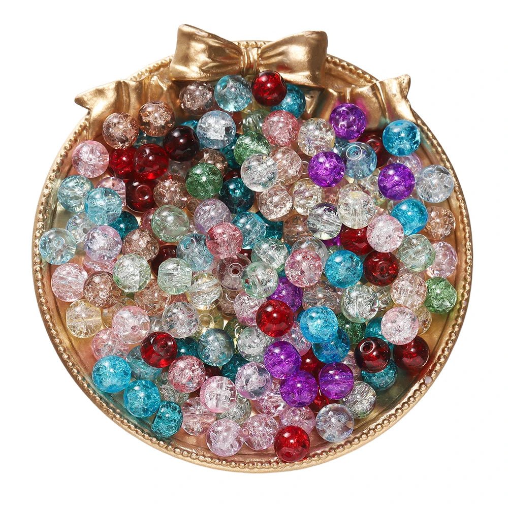 50/100pcs 8mm Glass Crackle Beads Loose Spacer Beads for Jewelry Making DIY Handmade Earrings Bracelets Necklace Accessories - PrimeNest