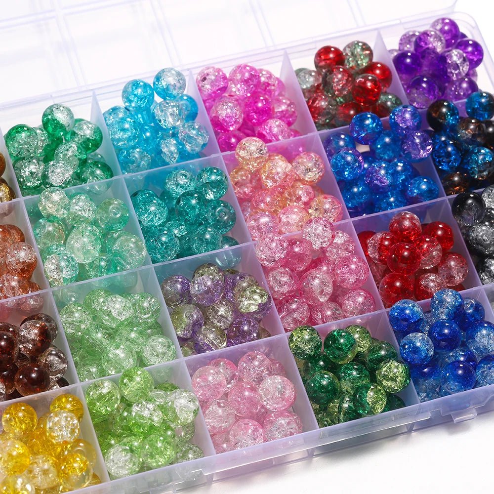 50/100pcs 8mm Glass Crackle Beads Loose Spacer Beads for Jewelry Making DIY Handmade Earrings Bracelets Necklace Accessories - PrimeNest