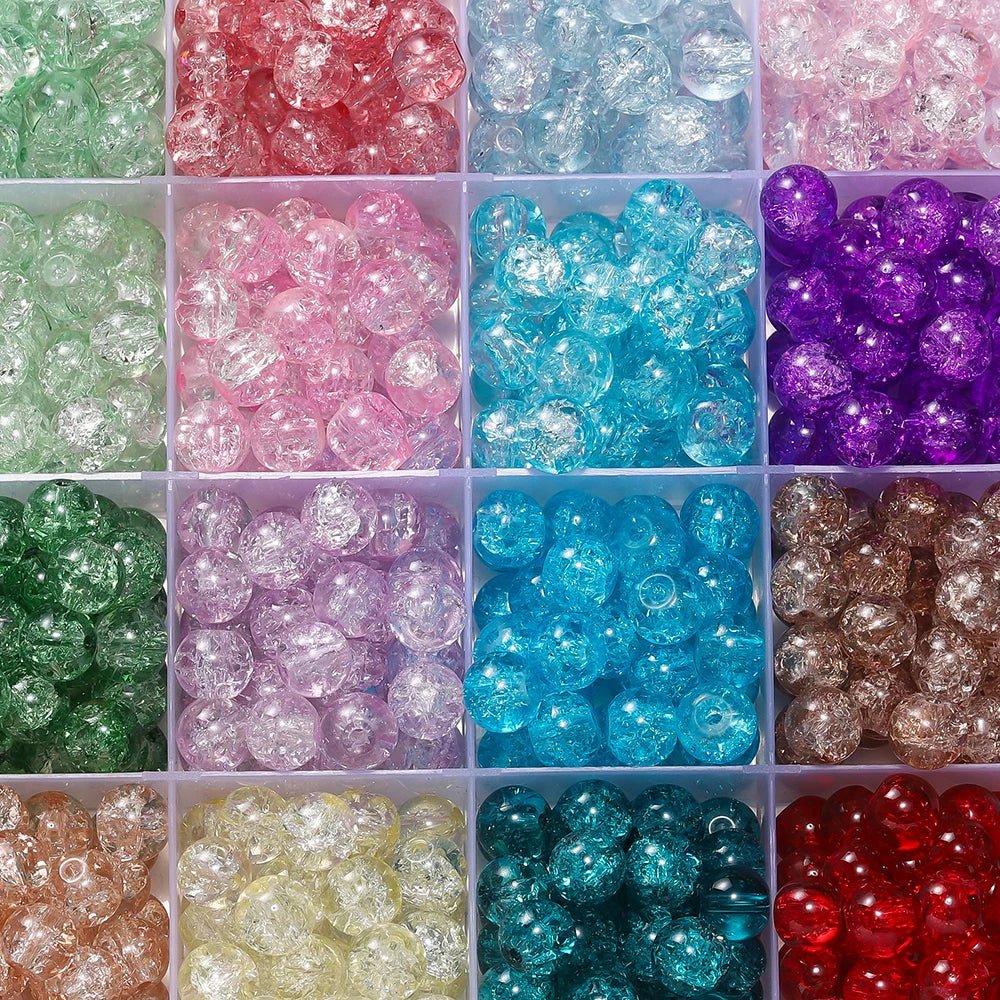 50/100pcs 8mm Glass Crackle Beads Loose Spacer Beads for Jewelry Making DIY Handmade Earrings Bracelets Necklace Accessories - PrimeNest