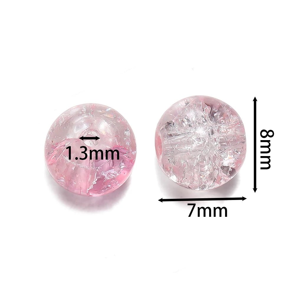 50/100pcs 8mm Glass Crackle Beads Loose Spacer Beads for Jewelry Making DIY Handmade Earrings Bracelets Necklace Accessories - PrimeNest