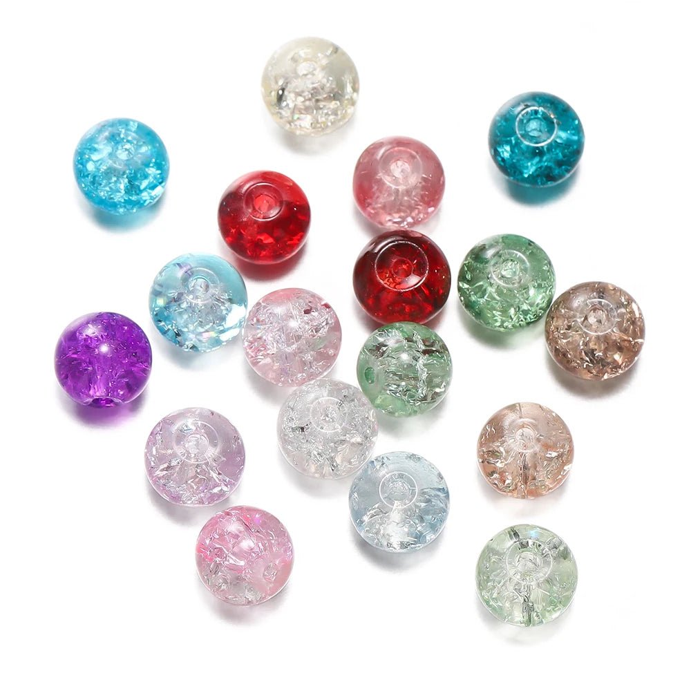 50/100pcs 8mm Glass Crackle Beads Loose Spacer Beads for Jewelry Making DIY Handmade Earrings Bracelets Necklace Accessories - PrimeNest