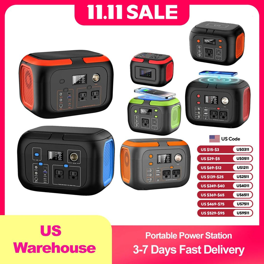 600W/300W/200W/120W Portable Power Station,110V AC Outlets Solar Generator Storage Energy Power Bank For Camping Travel RV Home - PrimeNest