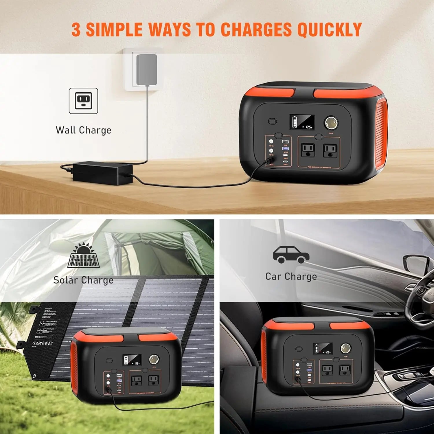 600W/300W/200W/120W Portable Power Station,110V AC Outlets Solar Generator Storage Energy Power Bank For Camping Travel RV Home - PrimeNest