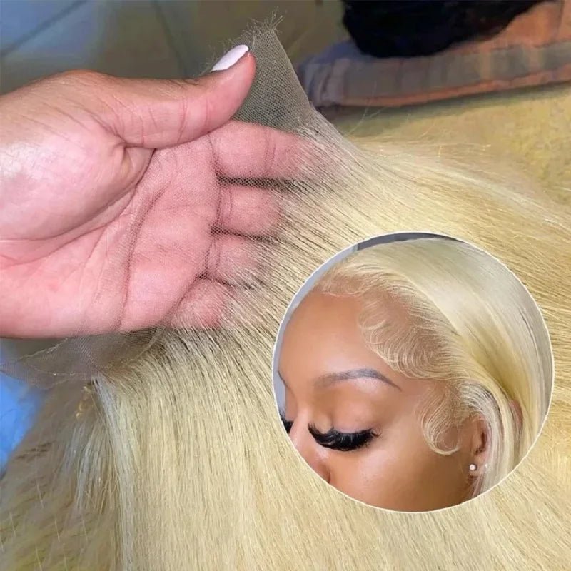 613 Honey Blonde 13x4 Lace Front Human Hair Wigs For Black Women Pre Plucked 13x6 360 Frontal Remy Brazilian Straight Wig 46inch - PrimeNest