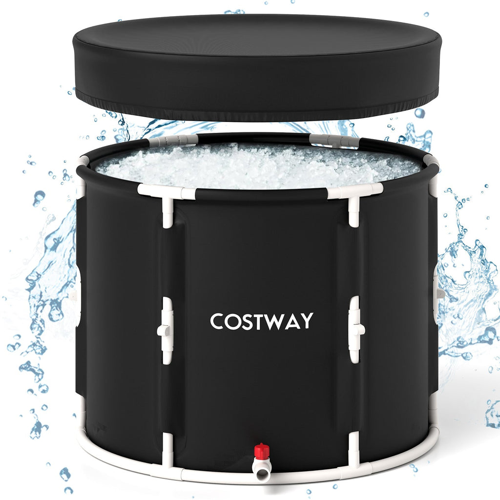 66 Gal Foldable Ice Bath Tub with Lid for Adult - PrimeNest