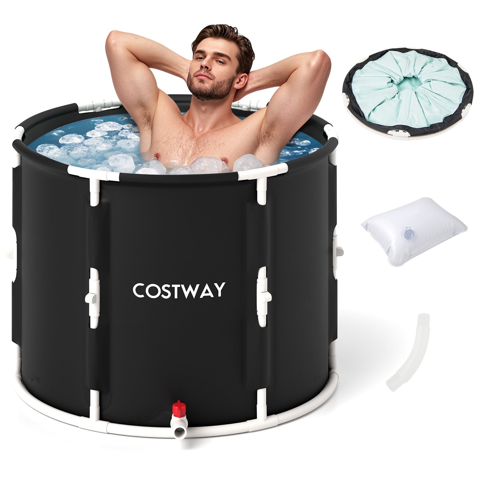 66 Gal Foldable Ice Bath Tub with Lid for Adult - PrimeNest