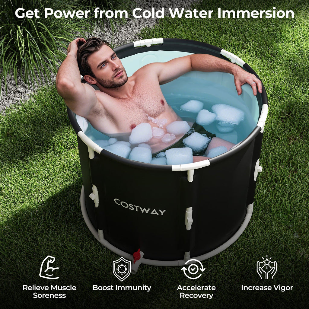 66 Gal Foldable Ice Bath Tub with Lid for Adult - PrimeNest