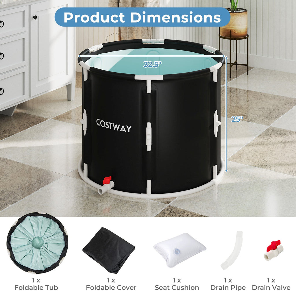 66 Gal Foldable Ice Bath Tub with Lid for Adult - PrimeNest