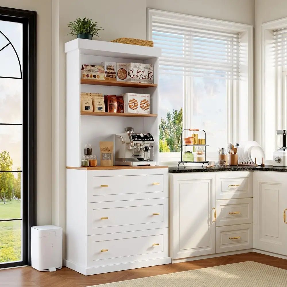 71 High White Wooden Bookshelf with Adjustable Shelves and Open Storage for Living Room or Office - PrimeNest