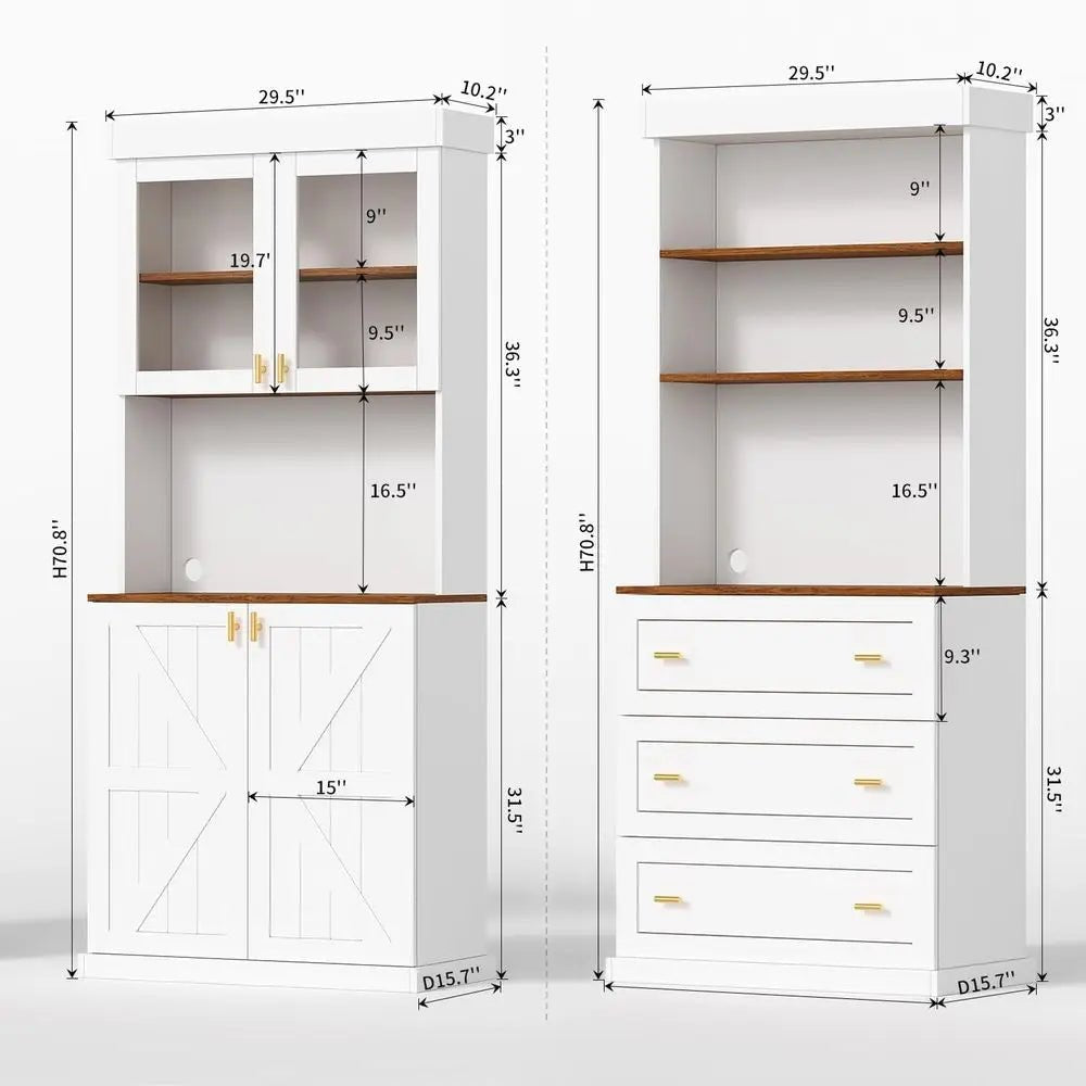 71 High White Wooden Bookshelf with Adjustable Shelves and Open Storage for Living Room or Office - PrimeNest