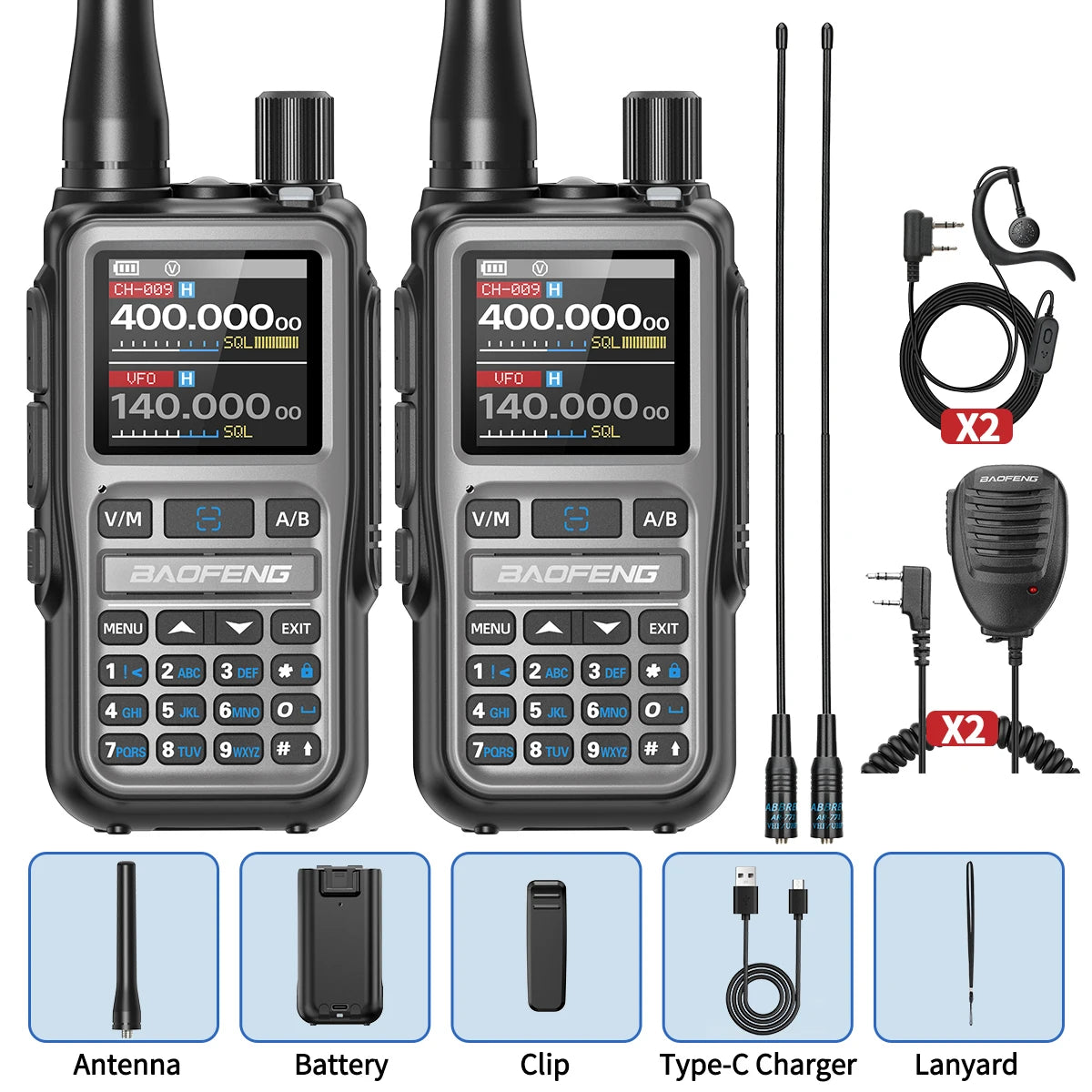 1PC Baofeng UV 5RMINI Wireless Frequency Reading Walkie Talkie AM Long Range Multi-Band Type-C Charger Ham Radio