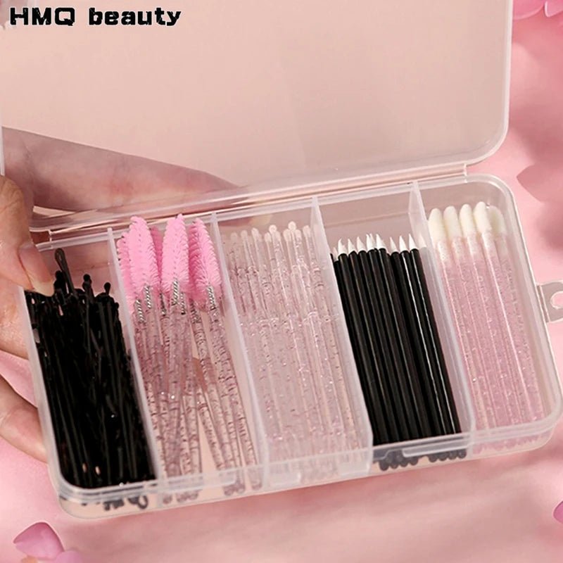 80pcs Professional Makeup Brush Set Box Eyebrow Eyelash Lip Brushes Hairpin Micro Brush for Eyelash Extension Makeup Tools - PrimeNest