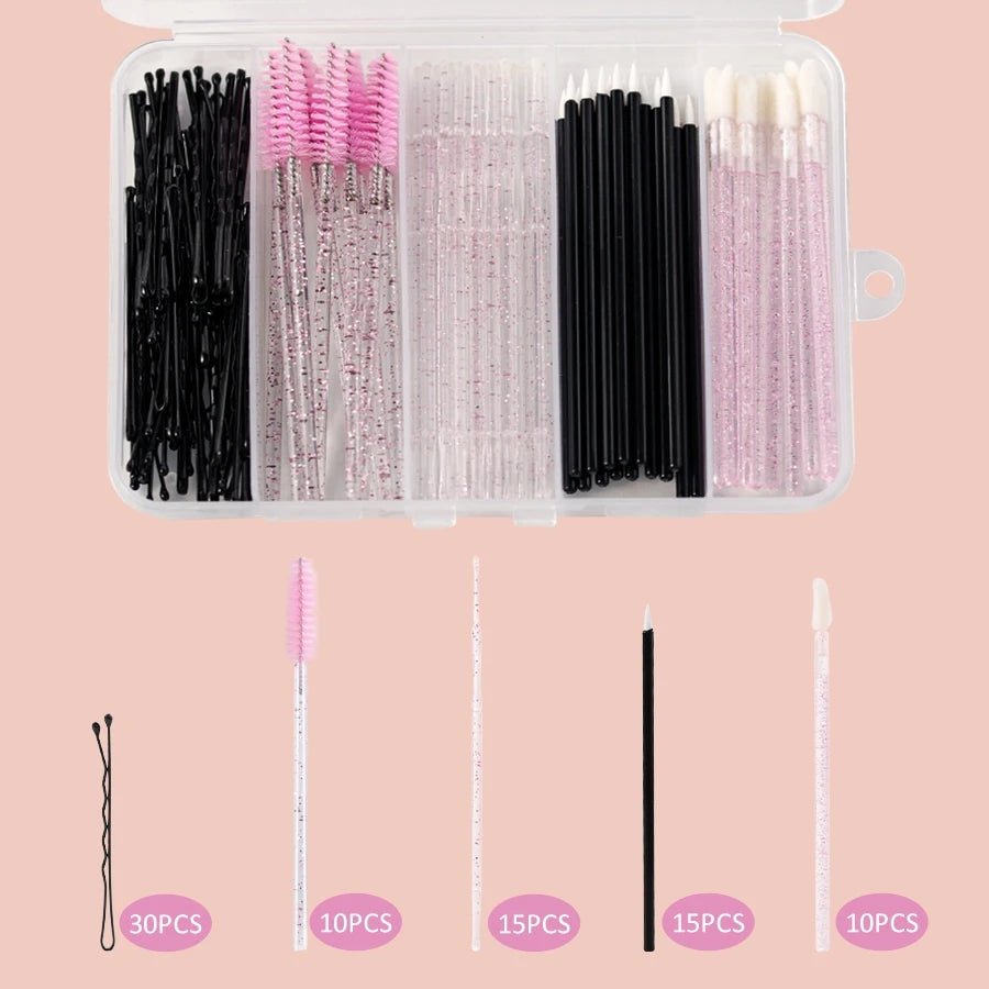 80pcs Professional Makeup Brush Set Box Eyebrow Eyelash Lip Brushes Hairpin Micro Brush for Eyelash Extension Makeup Tools - PrimeNest