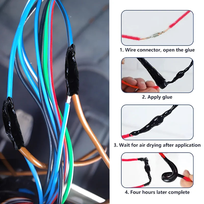 Liquid Electrical Tape Waterproof Insulation Paste Sealant Wire Cable Coat Fix Line Glue Repair Glue Insulation Glue 15~300ml