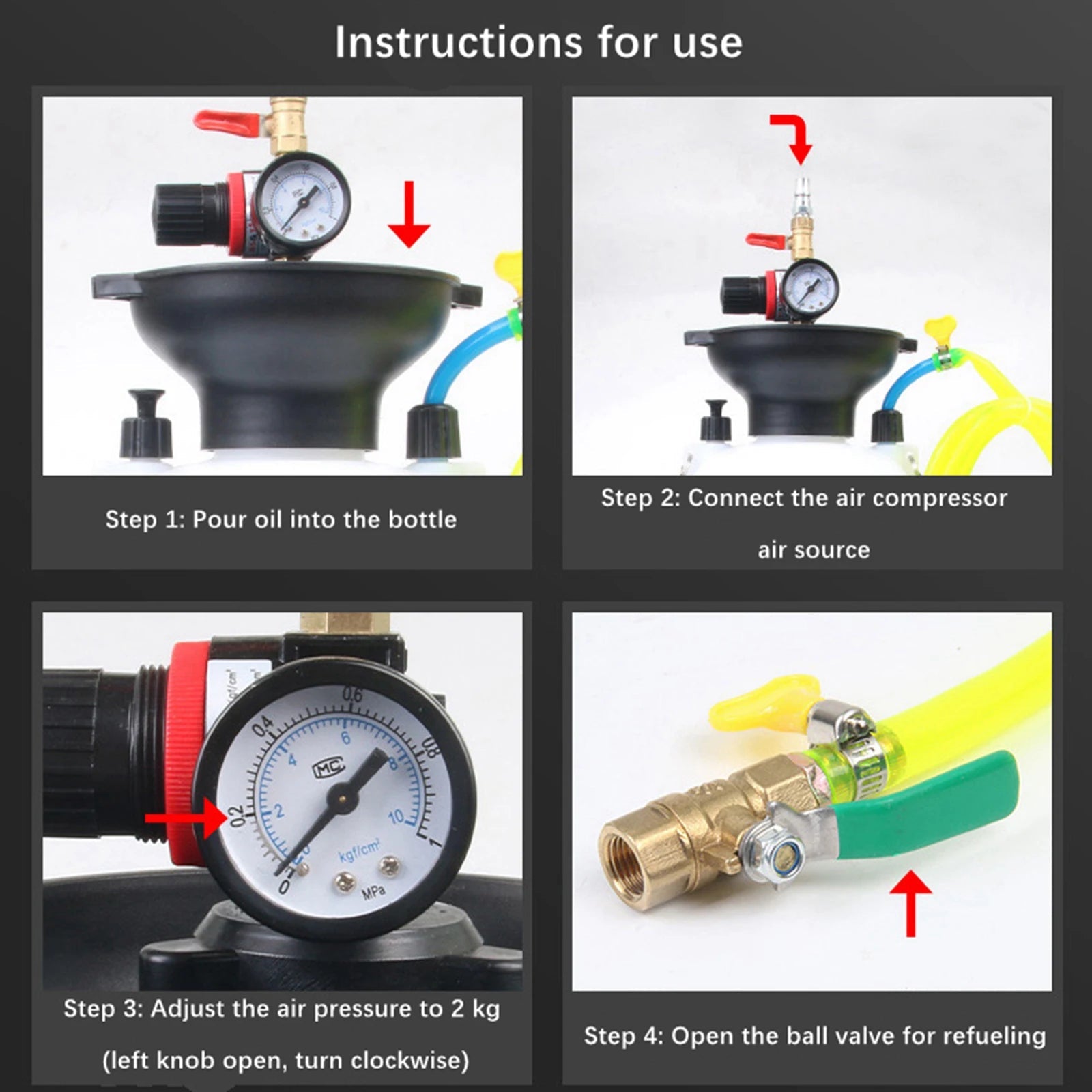 8L Automotive Car Transmission Fluid Pump Gearbox Pneumatic Fluid Extractor Oil Transfer Refill Bottle Oil Tank Oil Filler - PrimeNest