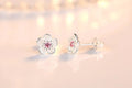 925 Sterling Silver Pink Purple Zircon Flower Small Stud Earrings For Women Wedding Elegant Luxury Jewelry Accessories Wholesale - PrimeNest