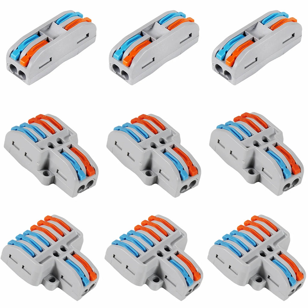 9pcs Compact Splicing Wire Connectors Assortment Pack Lever Connector Kit, Quick Wiring Connector for AWG 28-12 - PrimeNest