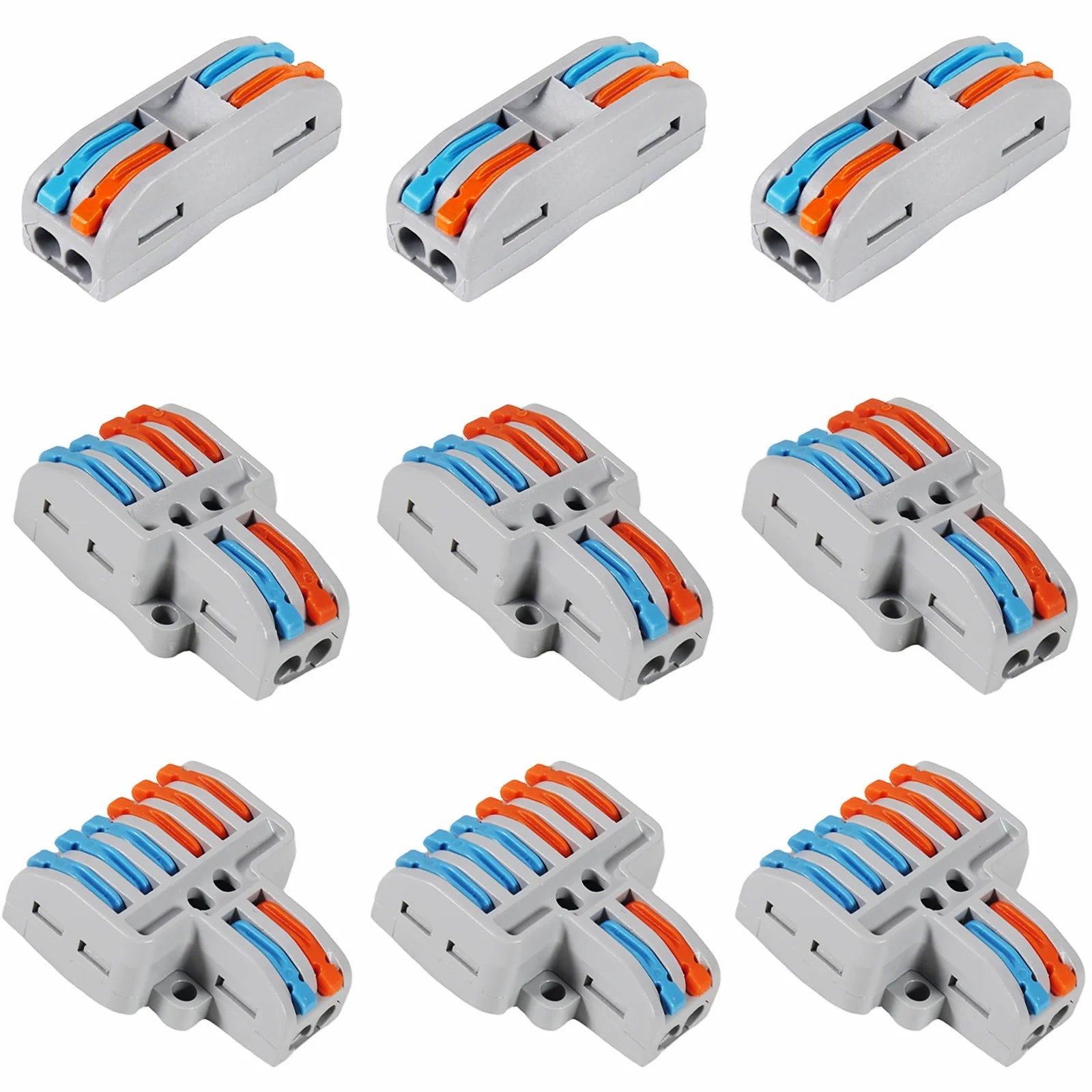 9pcs Compact Splicing Wire Connectors Assortment Pack Lever Connector Kit, Quick Wiring Connector for AWG 28-12 - PrimeNest