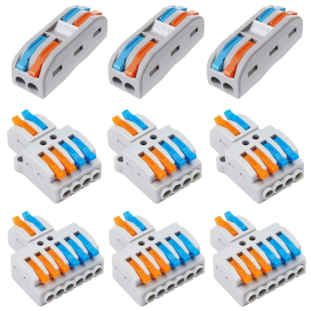 9pcs Compact Splicing Wire Connectors Assortment Pack Lever Connector Kit, Quick Wiring Connector for AWG 28-12 - PrimeNest