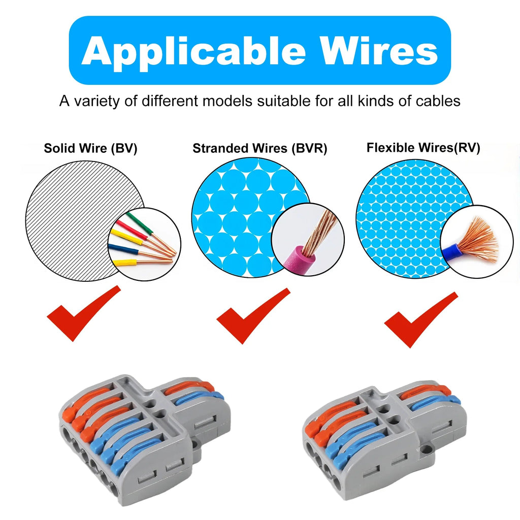 9pcs Compact Splicing Wire Connectors Assortment Pack Lever Connector Kit, Quick Wiring Connector for AWG 28-12 - PrimeNest