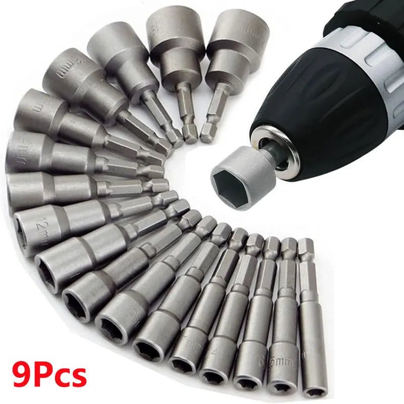 9pcs/set 5mm-13mm Hex Sockets Sleeve Nozzles Nut Driver Set Screwdriver Set Schroevendraaier Set Bits Sets Tools Socket Wrenches - PrimeNest