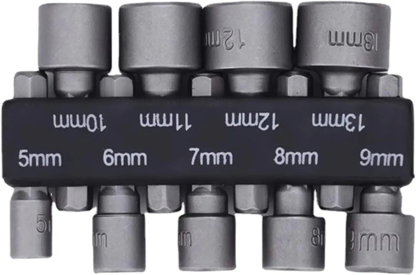 9pcs/set 5mm-13mm Hex Sockets Sleeve Nozzles Nut Driver Set Screwdriver Set Schroevendraaier Set Bits Sets Tools Socket Wrenches - PrimeNest