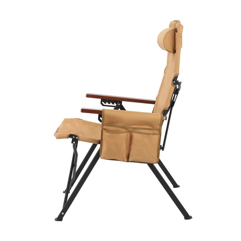 Adjustable 5-Position Folding Chair With Pillow & Armrests - Perfect For Outdoor Camping, Fishing, And Patio Relaxation - PrimeNest