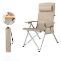 Adjustable 5-Position Folding Chair With Pillow & Armrests - Perfect For Outdoor Camping, Fishing, And Patio Relaxation - PrimeNest
