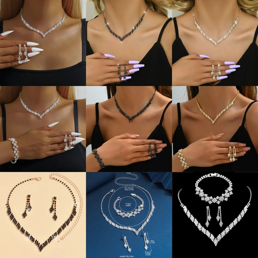 Advanced and versatile necklace, earring, bracelet, and jewelry set suitable for wedding, banquet, and party accessories - PrimeNest