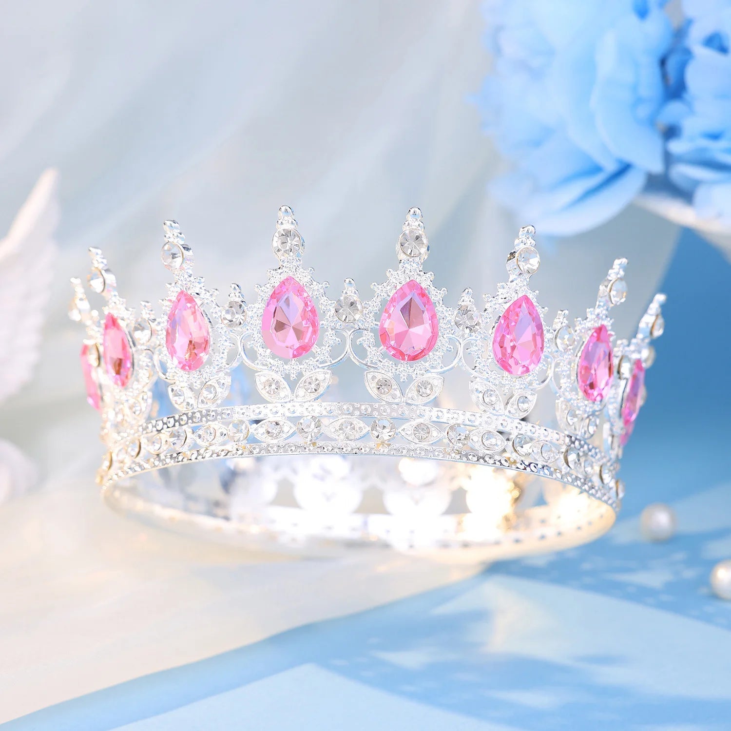 Baroque Round Crystal Tiaras And Crowns Headband Rhinestone Prom Diadem Crown Bridal Wedding Hair Accessories Jewelry Crown Gift - PrimeNest