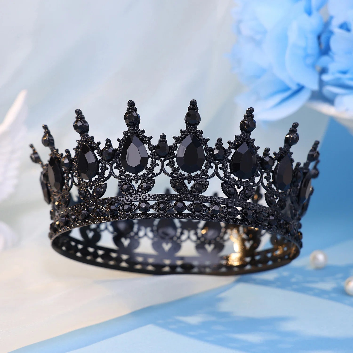 Baroque Round Crystal Tiaras And Crowns Headband Rhinestone Prom Diadem Crown Bridal Wedding Hair Accessories Jewelry Crown Gift - PrimeNest