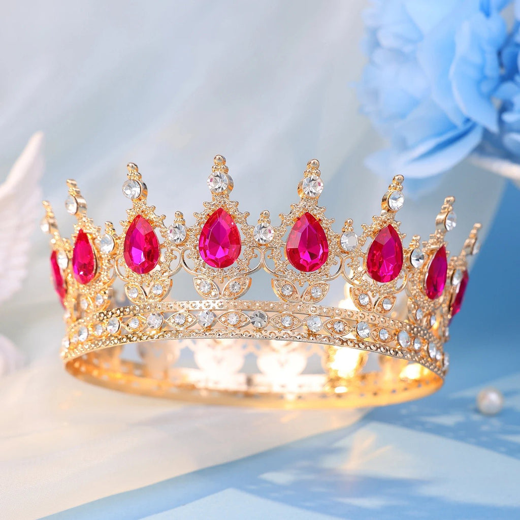 Baroque Round Crystal Tiaras And Crowns Headband Rhinestone Prom Diadem Crown Bridal Wedding Hair Accessories Jewelry Crown Gift - PrimeNest