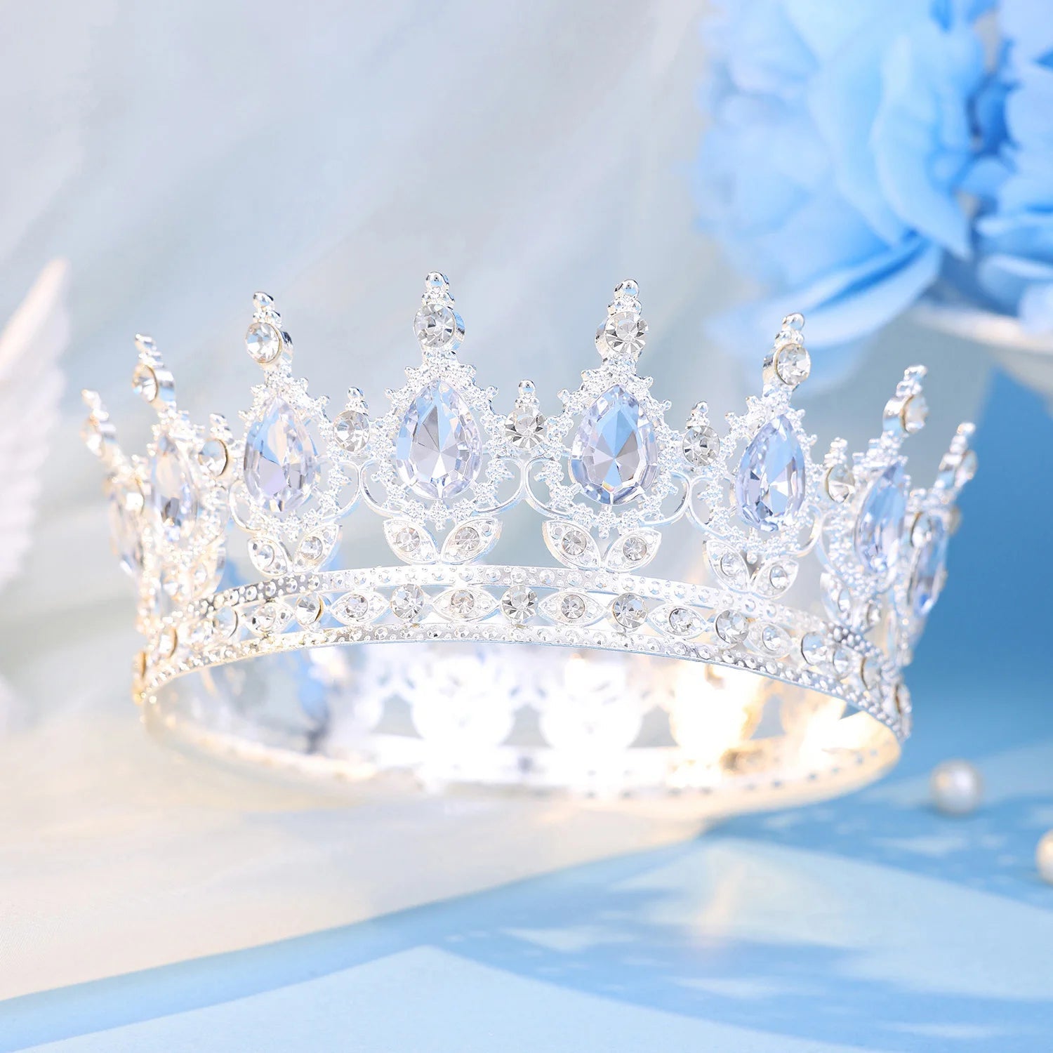 Baroque Round Crystal Tiaras And Crowns Headband Rhinestone Prom Diadem Crown Bridal Wedding Hair Accessories Jewelry Crown Gift - PrimeNest