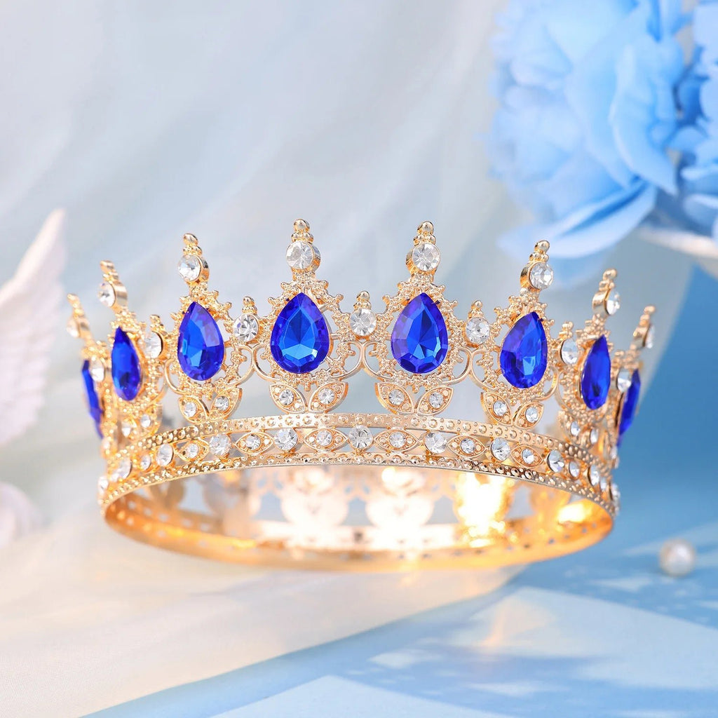 Baroque Round Crystal Tiaras And Crowns Headband Rhinestone Prom Diadem Crown Bridal Wedding Hair Accessories Jewelry Crown Gift - PrimeNest