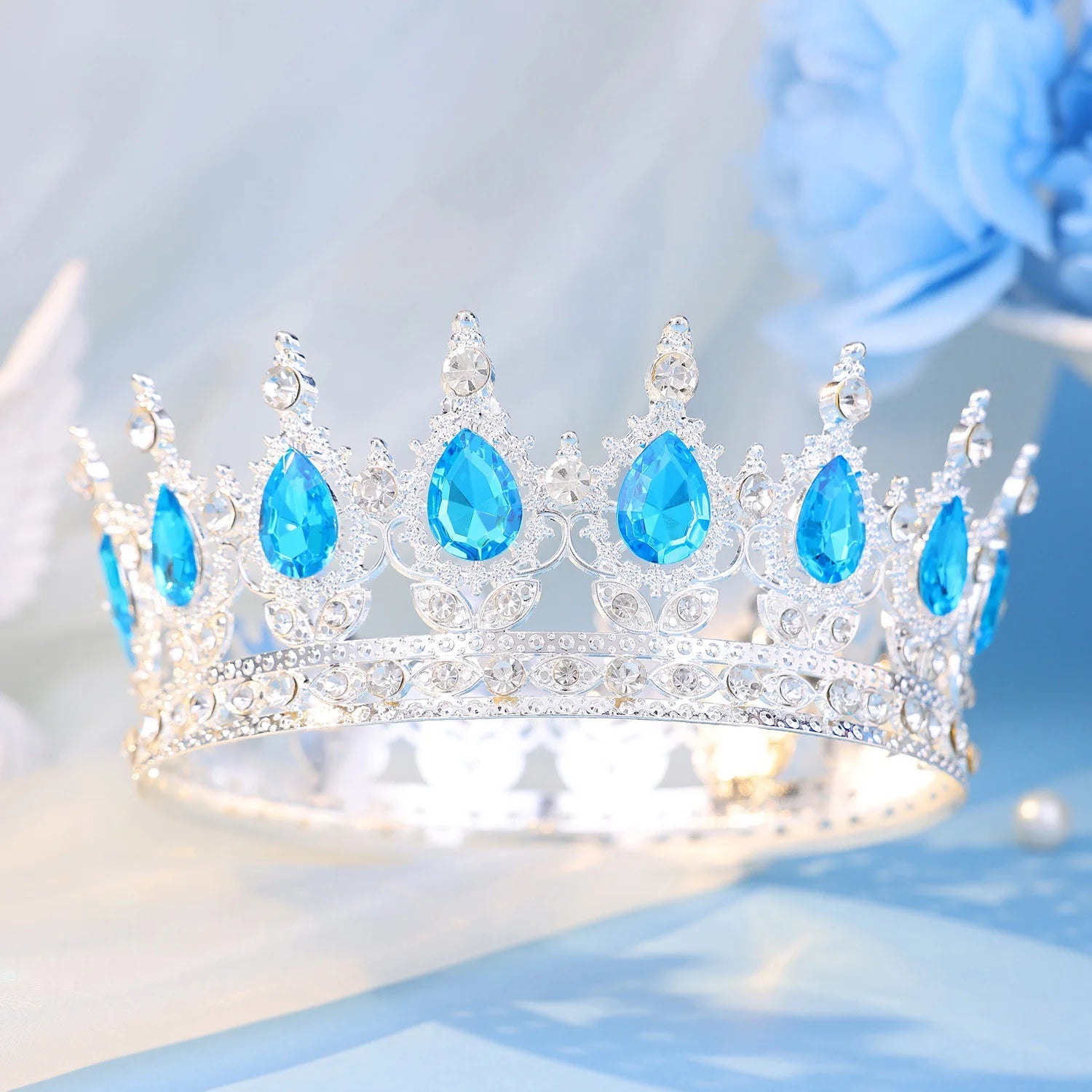 Baroque Round Crystal Tiaras And Crowns Headband Rhinestone Prom Diadem Crown Bridal Wedding Hair Accessories Jewelry Crown Gift - PrimeNest