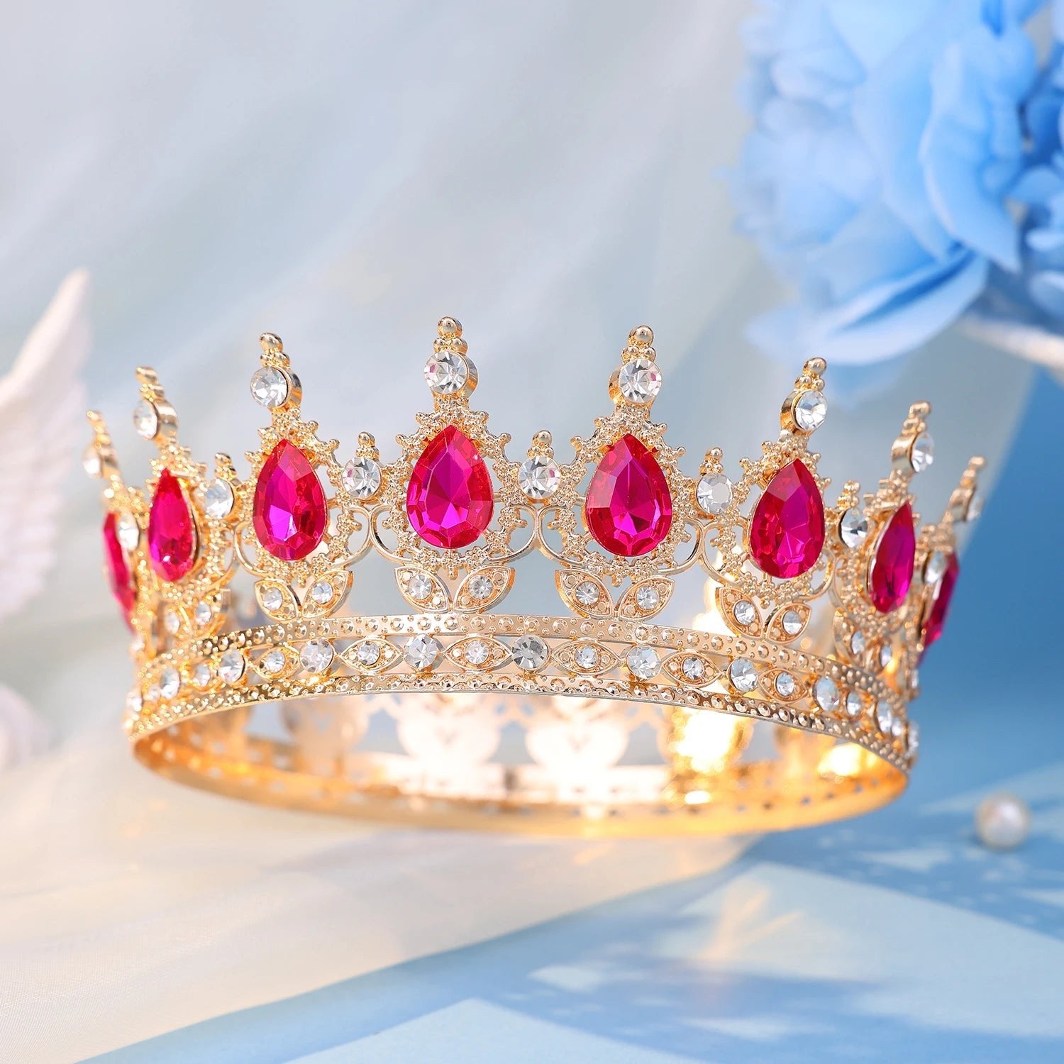 Baroque Round Crystal Tiaras And Crowns Headband Rhinestone Prom Diadem Crown Bridal Wedding Hair Accessories Jewelry Crown Gift - PrimeNest